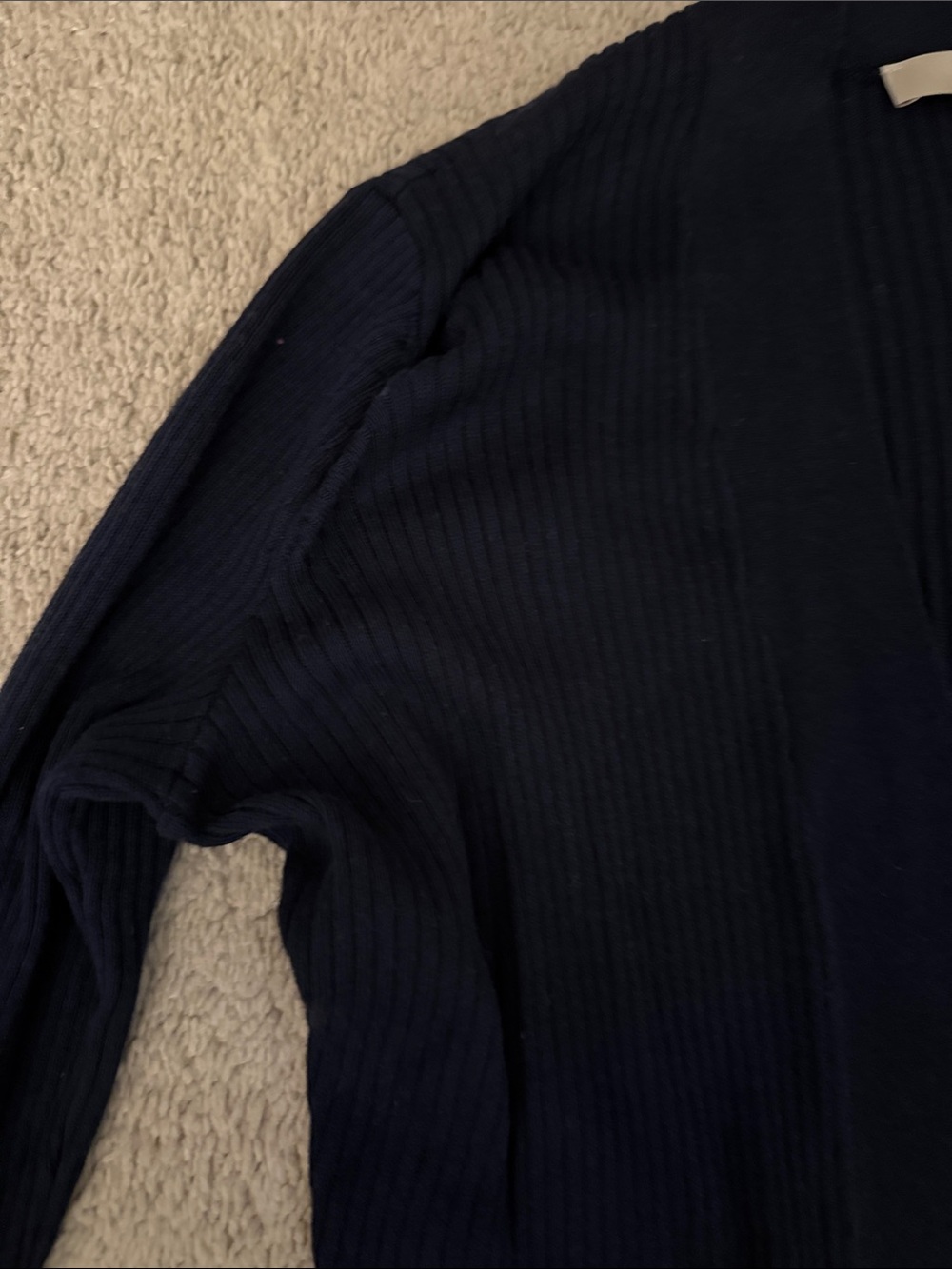 LOFT Navy Open-Front Ribbed Cardigan - Picture 3 of 5
